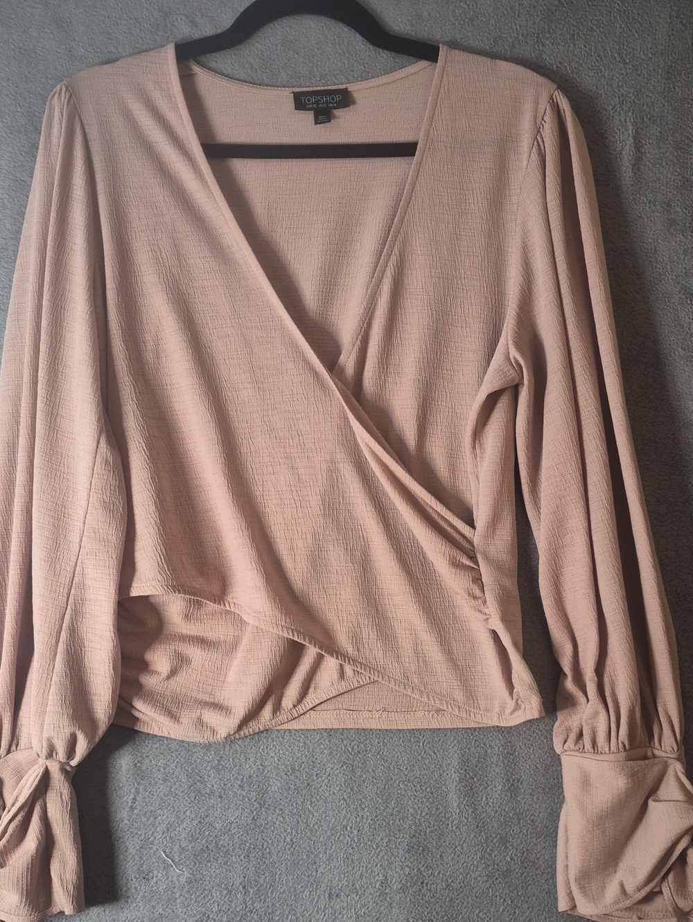 Topshop Dusty Rose Wrap-Front Long Sleeve Blouse